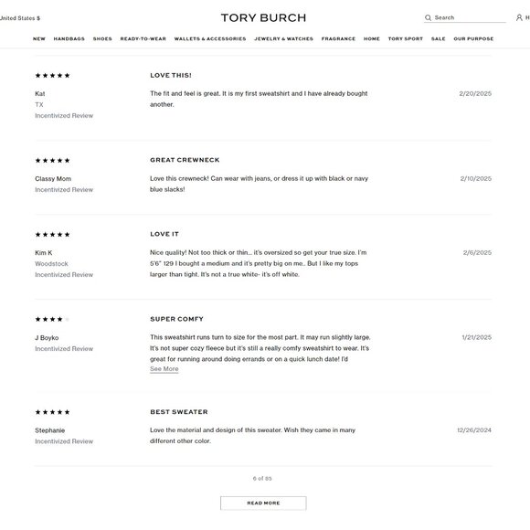 Tory Burch HEAVY FRENCH TERRY LOGO CREWNECK Sweater Sweatshirt White XS - Picture 15 of 16